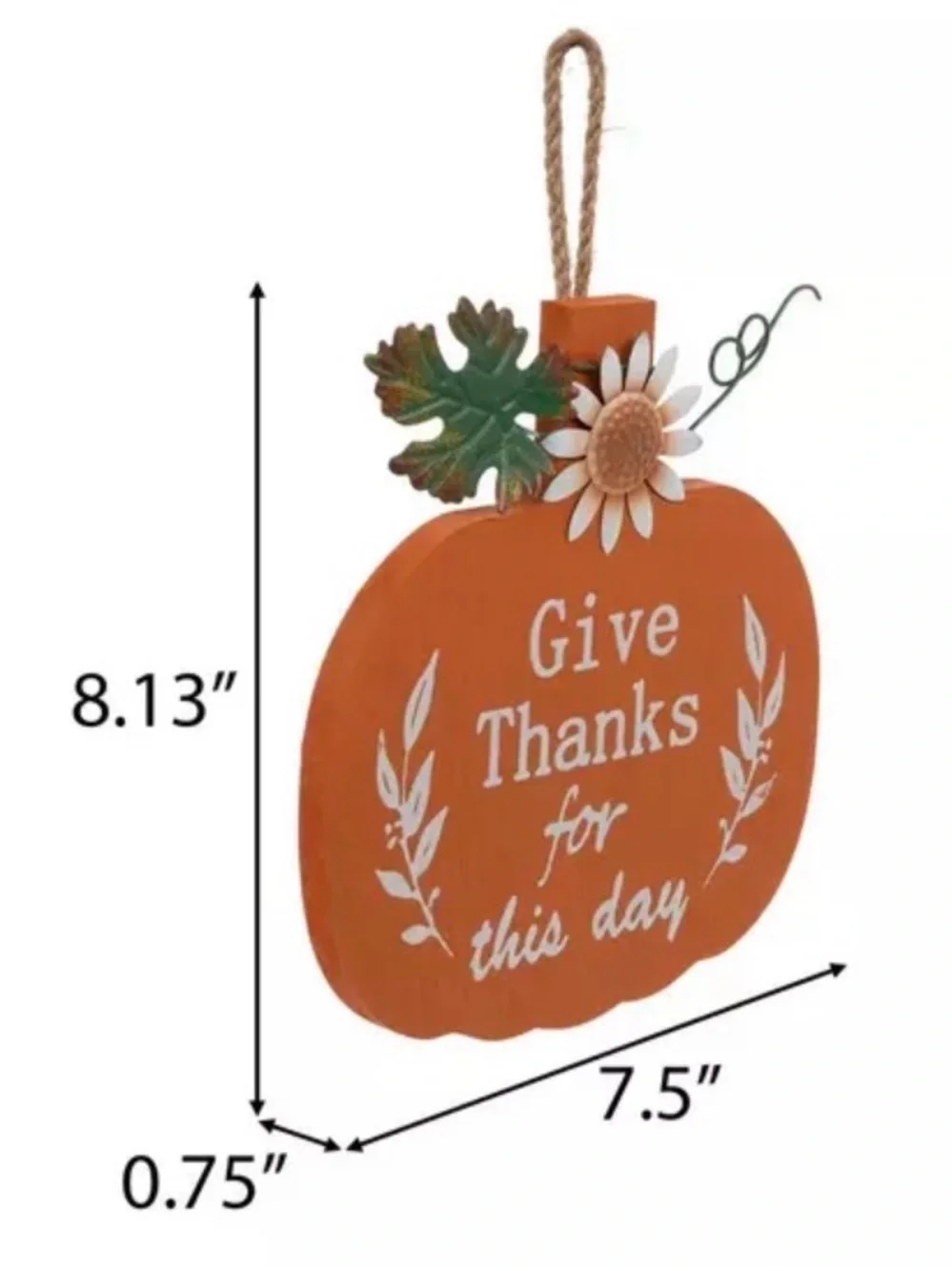 Give Thanks Orange Pumpkin Wall Sign